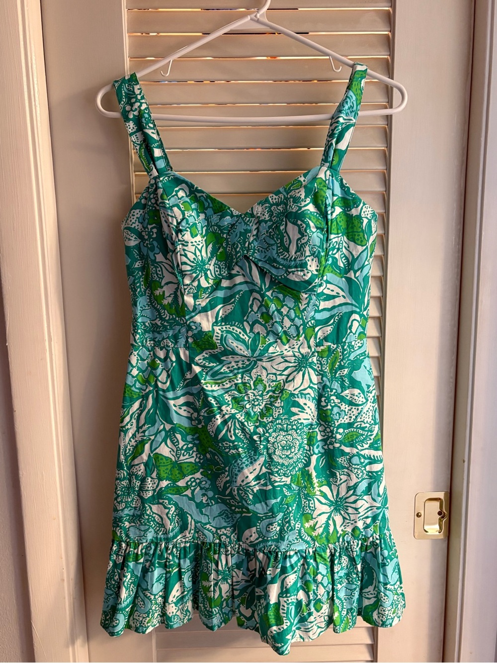 Lilly Pulitzer Green Floral Ruffle-Hem One-Piece